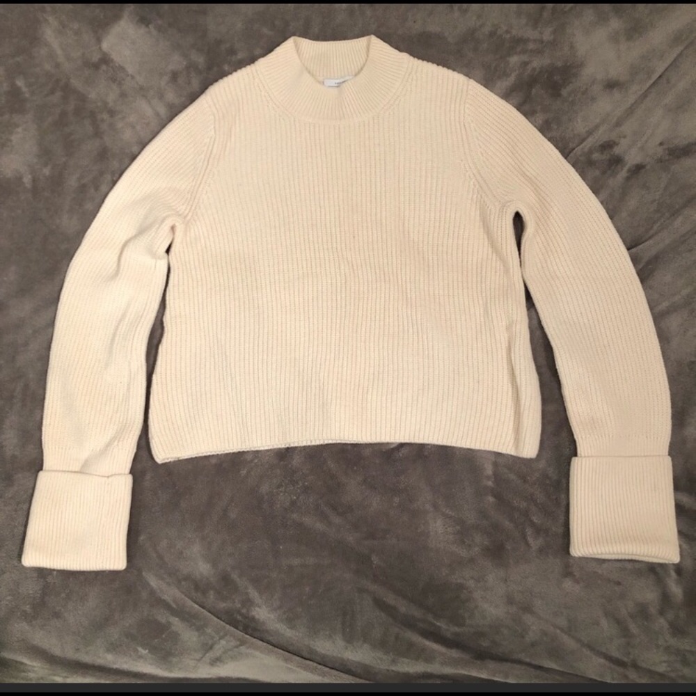 & Other Stories cropped cream cuff sleeve sweater